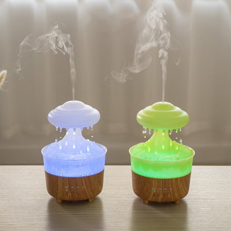 V50 Desktop Colorful Night Light Humidifier Wood Grain Water Drop Aroma Diffuser, Spec: US Plug(White) - Air Purifiers & Accessories by buy2fix | Online Shopping UK | buy2fix