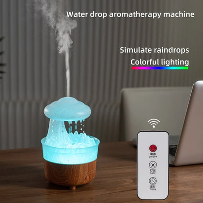 V50 Desktop Colorful Night Light Humidifier Wood Grain Water Drop Aroma Diffuser, Spec: US Plug(White) - Air Purifiers & Accessories by buy2fix | Online Shopping UK | buy2fix