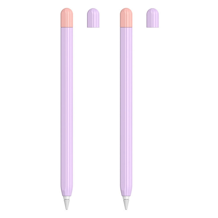 2 Sets 5 In 1 Stylus Silicone Protective Cover + Two-Color Pen Cap + 2 Nib Cases Set For Apple Pencil 2 (Lavender) - Pencil Accessories by buy2fix | Online Shopping UK | buy2fix