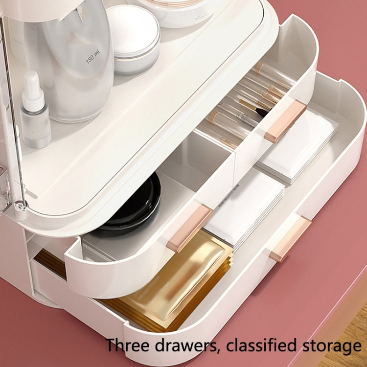 Dust-Proof Drawer Type Cosmetic Storage Box Household Large-Capacity Desktop Lipstick Storage Box, Colour: LED Upgrade Model Green - Storage Boxes by buy2fix | Online Shopping UK | buy2fix