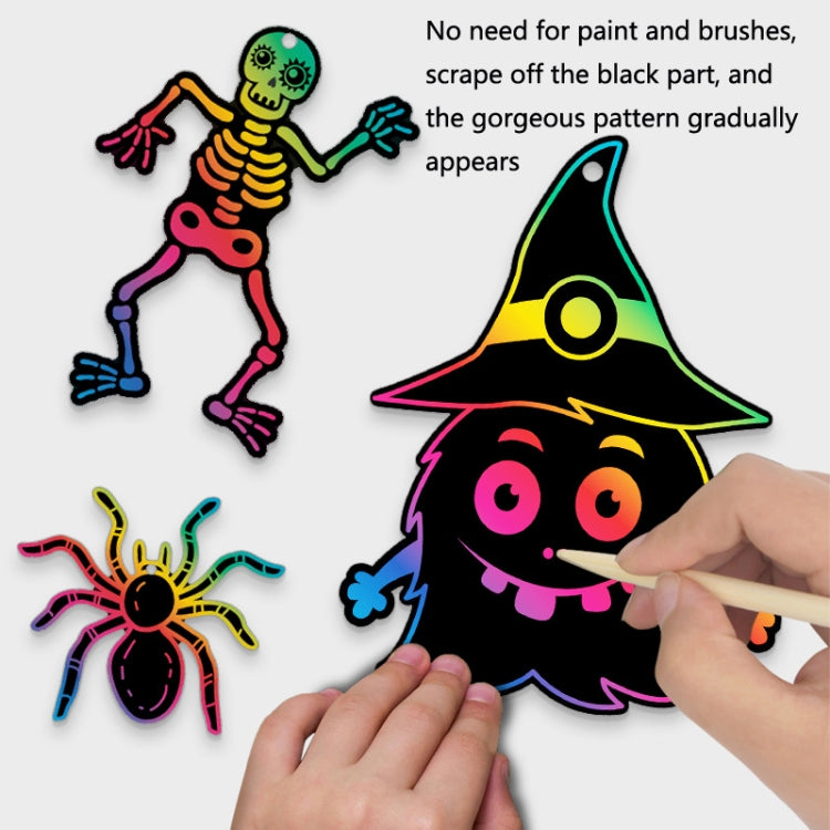 24 PCS / Set GG-24 Children Colorful Halloween Scratch Painting Set DIY Funny Ornaments Holiday Scratch Painting Paper - Halloween Stickers by buy2fix | Online Shopping UK | buy2fix