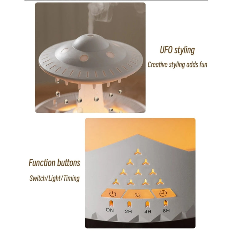 UFO Water Drop Aromatherapy Humidifier Desktop Remote Control Diffuser, Plug: EU Plug(Wood Grain) - Air Purifiers & Accessories by buy2fix | Online Shopping UK | buy2fix