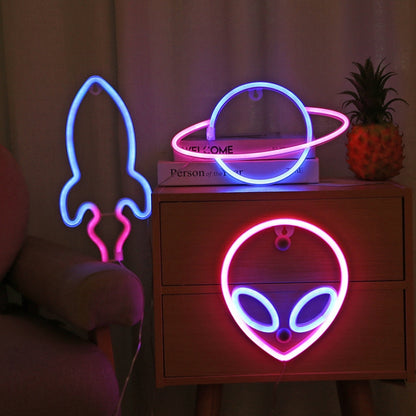 LED Personalized Neon Decorative Light Modeling Light USB Battery Box Dual Purpose, Spec: Alien - Holiday Lights by buy2fix | Online Shopping UK | buy2fix