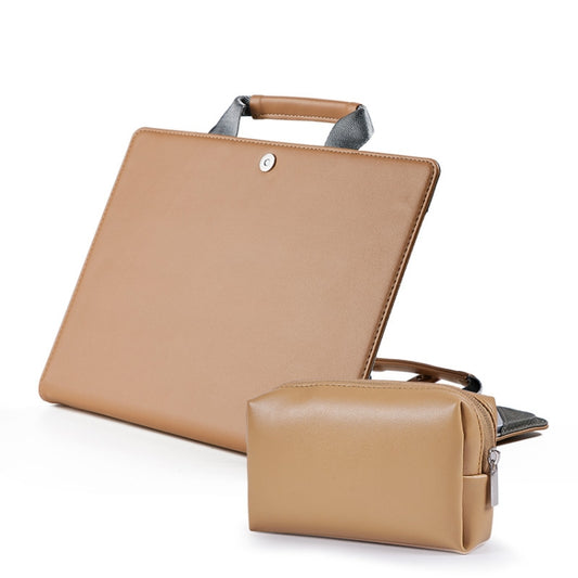 Book Style Laptop Protective Case Handbag For Macbook 16 inch(Camel + Power Bag) - Protective Bags by buy2fix | Online Shopping UK | buy2fix