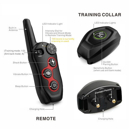 Remote Control Trainer Dog Collar Automatic Barking Stopper, Specification: 1 Drag 1 Black - Training Aids by buy2fix | Online Shopping UK | buy2fix