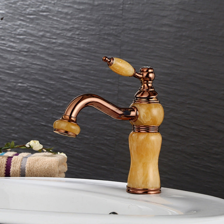 Gold-plated Copper 360-degree Rotating Basin Hot and Cold Water Faucet, Color: Topaz Zirconium Rose Gold - Faucets & Accessories by buy2fix | Online Shopping UK | buy2fix