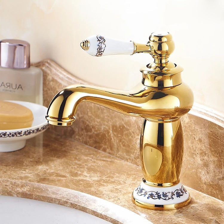 Antique Hot and Cold Bathroom Washbasin Faucet, Style: Short Model+Water Inlet Pipe - Faucets & Accessories by buy2fix | Online Shopping UK | buy2fix