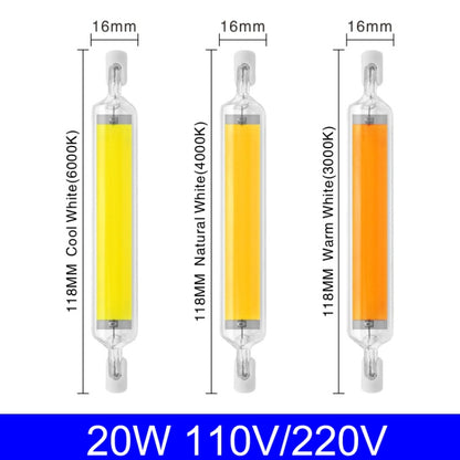 118mm 20W R7S LED COB Dimmer Glass Lamp Double-end Horizontal Plug-in Light(110V Cold White Light) - LED Blubs & Tubes by buy2fix | Online Shopping UK | buy2fix