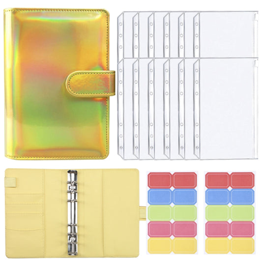 A6 Dazzling Color Loose-leaf Handbook Laser Macaroon PU Cash Budget Book(Bright Yellow) - Notebooks by buy2fix | Online Shopping UK | buy2fix