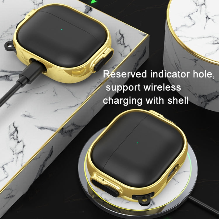 For  AirPods Pro 2 Drop-proof Case Split Design Plating Protection Cover(Rose Gold+Black) - For AirPods Pro 2 by buy2fix | Online Shopping UK | buy2fix