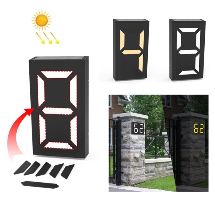 N766B  DIY Solar Number Doorplate Lamp Outdoor Waterproof Wall Lights(White Light/Warm Light) - Solar Lights by buy2fix | Online Shopping UK | buy2fix