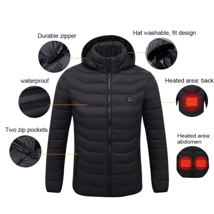 4 Zone Black  USB Winter Electric Heated Jacket Warm Thermal Jacket, Size: L - Down Jackets by buy2fix | Online Shopping UK | buy2fix