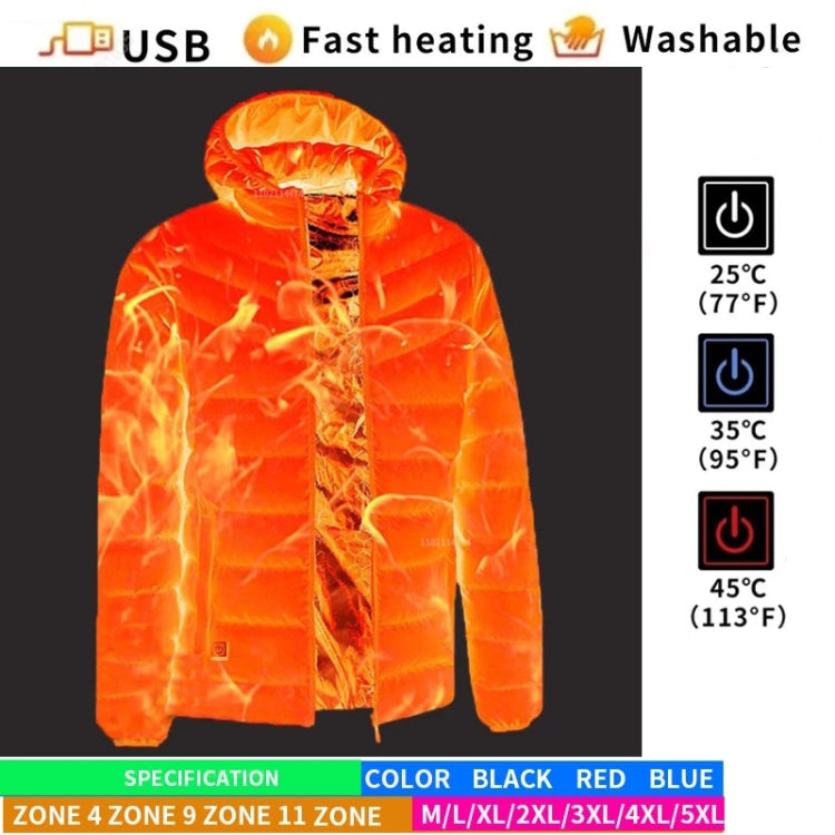 19 Zone 4 Control Black USB Winter Electric Heated Jacket Warm Thermal Jacket, Size: XXXXL - Down Jackets by buy2fix | Online Shopping UK | buy2fix