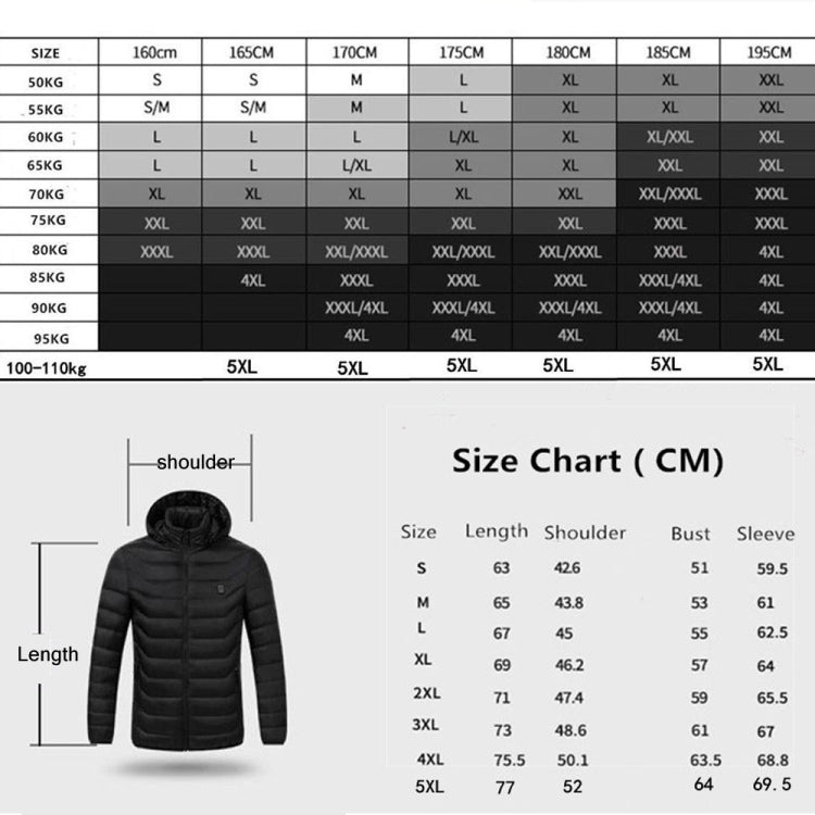 19 Zone 4 Control Blue USB Winter Electric Heated Jacket Warm Thermal Jacket, Size: XXXXL - Down Jackets by buy2fix | Online Shopping UK | buy2fix