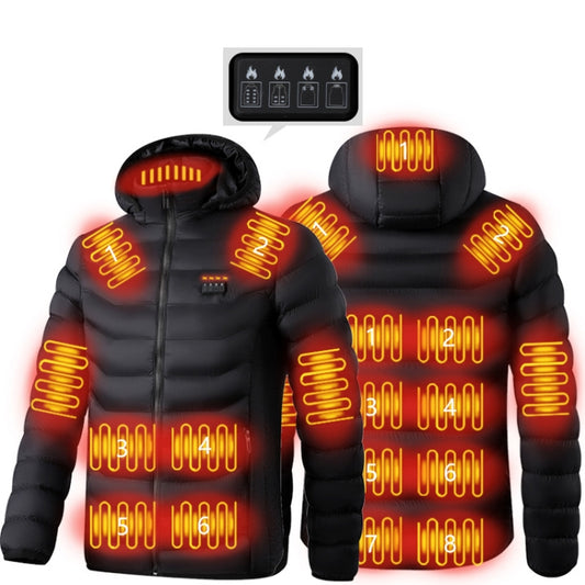 19 Zone 4 Control Black USB Winter Electric Heated Jacket Warm Thermal Jacket, Size: XXXXL - Down Jackets by buy2fix | Online Shopping UK | buy2fix