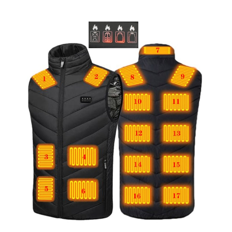 17 Area  4 Control Black USB Electric Heating Undershirt Intelligent Warm Vest(XXL) - Down Jackets by buy2fix | Online Shopping UK | buy2fix
