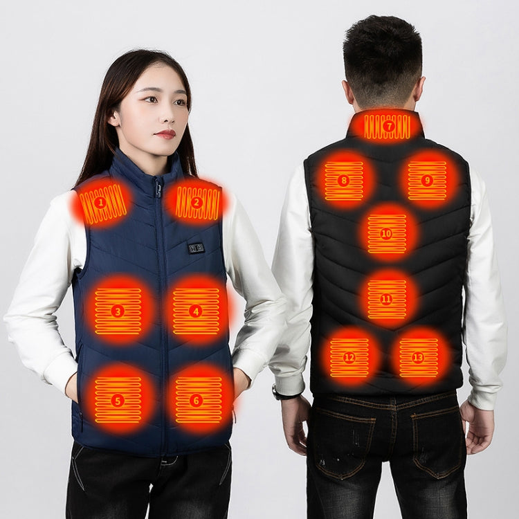 17 Area  4 Control Blue USB Electric Heating Undershirt Intelligent Warm Vest(3XL) - Down Jackets by buy2fix | Online Shopping UK | buy2fix