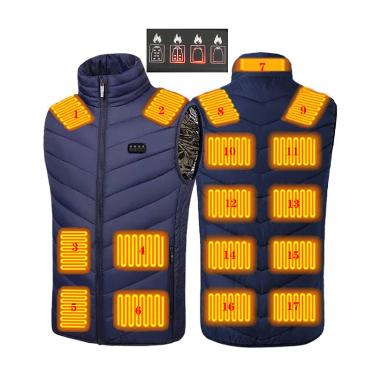 17 Area  4 Control Blue USB Electric Heating Undershirt Intelligent Warm Vest(5XL) - Down Jackets by buy2fix | Online Shopping UK | buy2fix