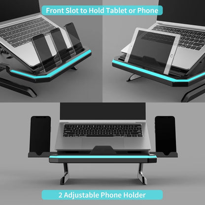 Laptop Stand with RGB Lighting 9-Level Adjustable Notebook Stand(Black) - Laptop Stand by buy2fix | Online Shopping UK | buy2fix