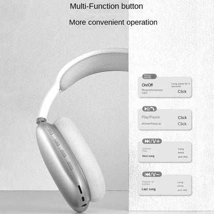 Wireless Bluetooth Headphones Noise Reduction Stereo Gaming Headset(Silver) - Headset & Headphone by buy2fix | Online Shopping UK | buy2fix