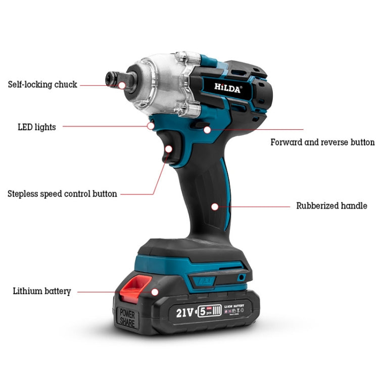 HILDA Motorized Wrenches Lithium Repair Parts With 22mm Socket, US Plug, Model: Blue With 2 Battery+1 Charger(1500mAh) - Screws by HILDA | Online Shopping UK | buy2fix