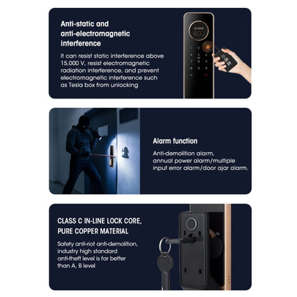 LOCSTAR T100A  3D Face Recognition Fingerprint Code Card Digital Door Lock(Space Gray) - Door Lock by LOCSTAR | Online Shopping UK | buy2fix