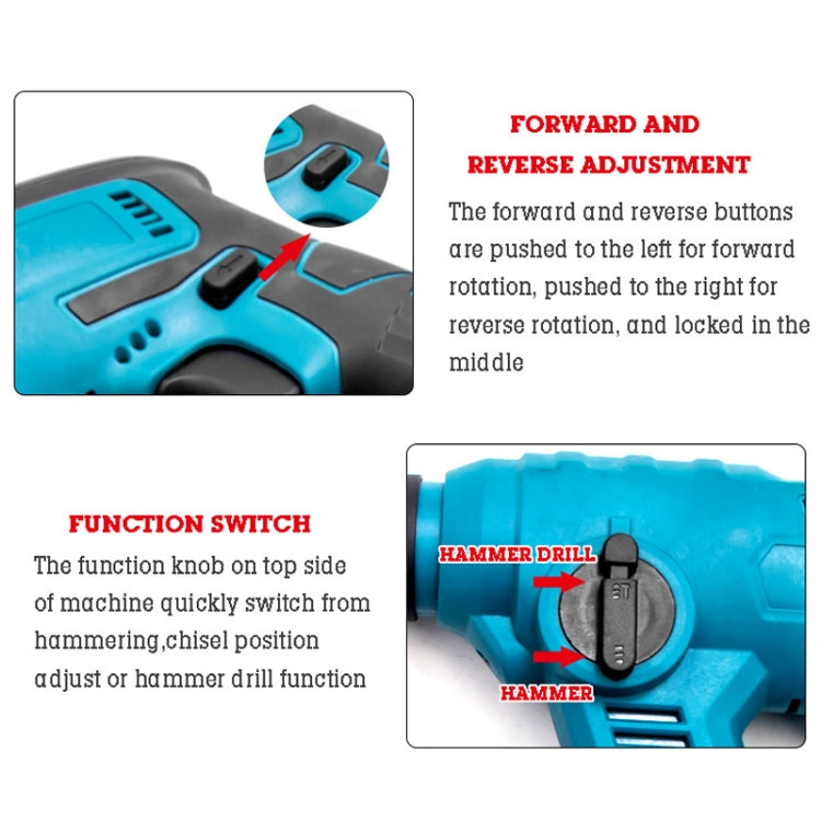 HILDA 12pcs /Set Li-Ion Power Hammer Electrical Impact Drill, Model: 1 Battery+1 Charger US Plug - Drill & Drill Bits by HILDA | Online Shopping UK | buy2fix