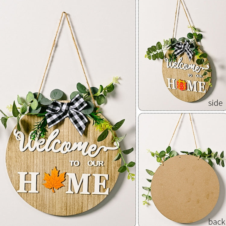 Stereoscopic DIY Home Wooden Round Welcome Door Sign Pendant Wreaths Wall Hanging Decor - Holiday Decorations by buy2fix | Online Shopping UK | buy2fix