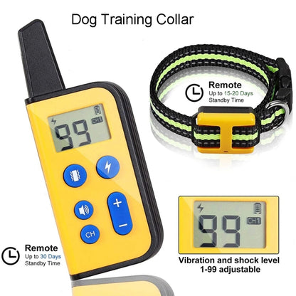 800m Remote Control Dog Trainer Stop Barker Electrical Shock Vibration Pet Collar(Black) - Training Aids by buy2fix | Online Shopping UK | buy2fix