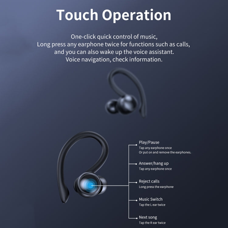 TWS Ear-Mounted LED Digital Display Noise Reduction Bluetooth Earphones With Power Bank Function(Blue) - TWS Earphone by buy2fix | Online Shopping UK | buy2fix