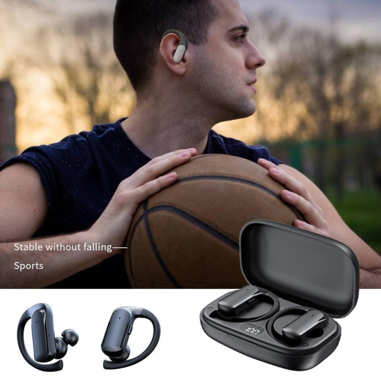 LED Power Digital Display Ear-mounted Sports Waterproof Wireless Bluetooth Earphones(Black) - Bluetooth Earphone by buy2fix | Online Shopping UK | buy2fix