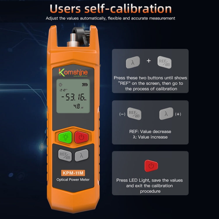 Komshine High Precision Optical Power Meter Mini Fiber Optic Light Attenuation Tester With LED, Specification: C-L/-50DBM to +26DBM - Fiber Optic Test Pen by Komshine | Online Shopping UK | buy2fix