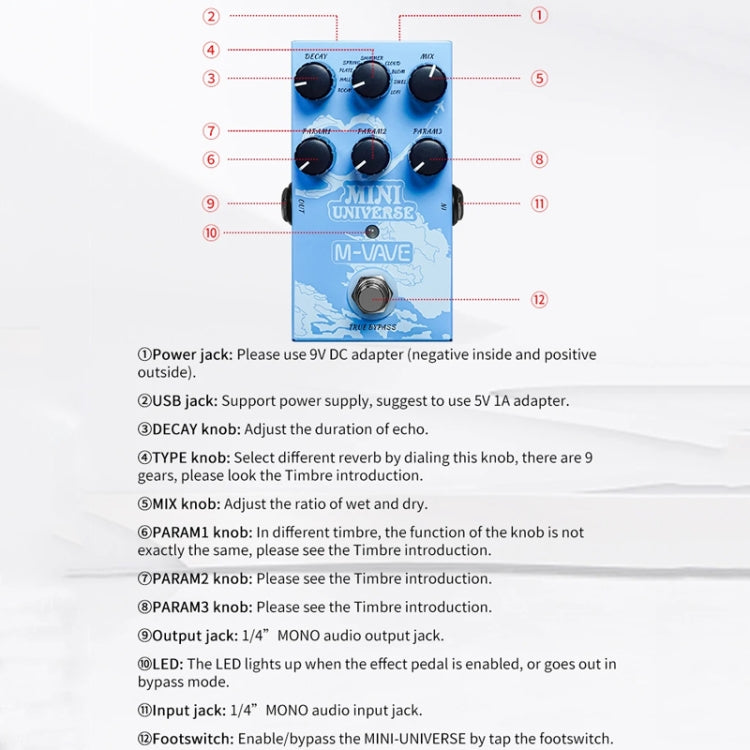 M-VAVE Guitar Monoblock Effects Digital Modeling Reverb Effects(Sky Blue) - Guitar Tuner Accessories by M-VAVE | Online Shopping UK | buy2fix