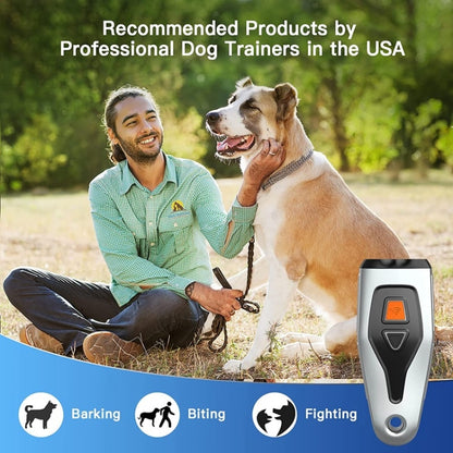 Dual Probe Dual Drive Ultrasonic Stop Barker Pet Trainer(Silver Gray) - Training Aids by buy2fix | Online Shopping UK | buy2fix