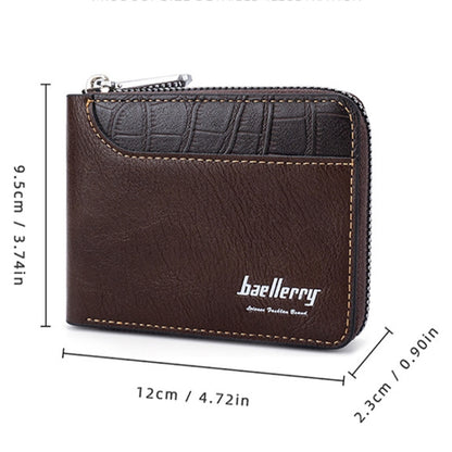 Baellerry D5101 RFID Anti-theft Spliced Short Wallet Retro Multi-card Zipper Coin Purse(Light Brown) - Antimagnetic RFID Package by Baellerry | Online Shopping UK | buy2fix