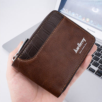 Baellerry D5101 RFID Anti-theft Spliced Short Wallet Retro Multi-card Zipper Coin Purse(Light Brown) - Antimagnetic RFID Package by Baellerry | Online Shopping UK | buy2fix