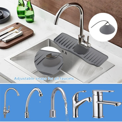 Bathroom Kitchen Silicone Faucet Anti-Splash Drain Mat, Color: White(37x14.7x2cm) - Faucets & Accessories by buy2fix | Online Shopping UK | buy2fix