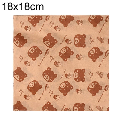 100sheets /Pack Bear Pattern Greaseproof Paper Baking Wrapping Paper Food Basket Liners Paper 18x18cm - Retail Packaging by buy2fix | Online Shopping UK | buy2fix