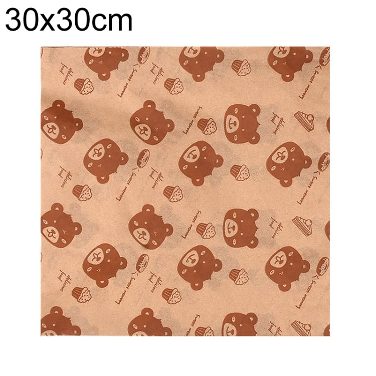 100sheets /Pack Bear Pattern Greaseproof Paper Baking Wrapping Paper Food Basket Liners Paper 30x30cm - Retail Packaging by buy2fix | Online Shopping UK | buy2fix