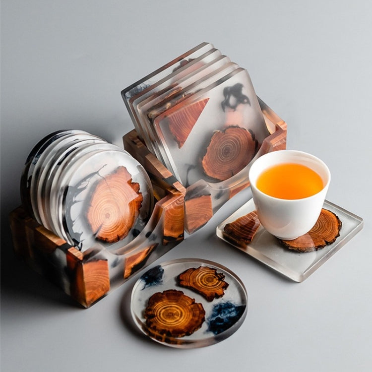 Resin Pine Spliced Insulated Tea Coaster Home Living Room Decoration Accessories, Spec: Square Set - Insulation by buy2fix | Online Shopping UK | buy2fix