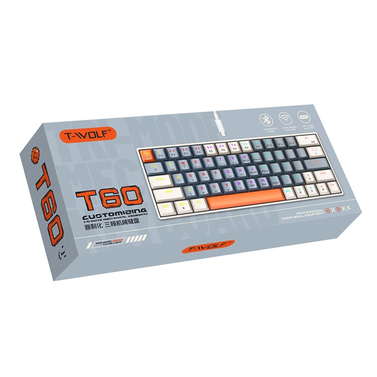 T-WOLF T60 63 Keys Office Computer Gaming Wired Mechanical Keyboard, Color: Color-matching B - Wired Keyboard by T-WOLF | Online Shopping UK | buy2fix