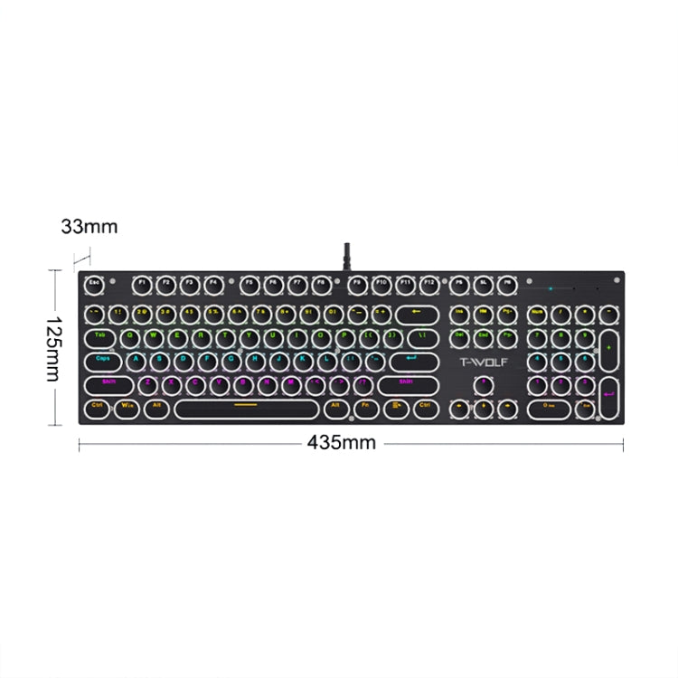T-WOLF T75 104 Keys Adjustable RGB Light Computer Game Wired Mechanical Keyboard(Black) - Wired Keyboard by T-WOLF | Online Shopping UK | buy2fix