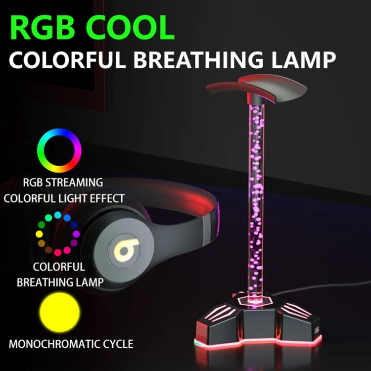 RGB Lighted Headphone Stand With Ambient Light USB Expansion Port Headphone Display Bracket, Style: Without 3.5mm Port - Headset Stand by buy2fix | Online Shopping UK | buy2fix