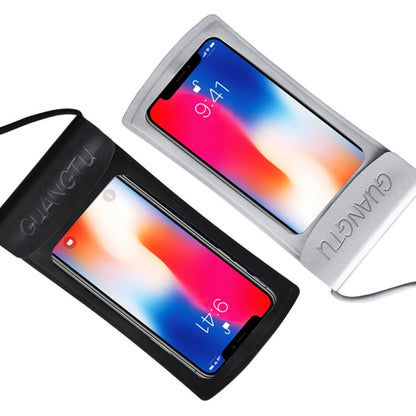TPU Transparent Touch Screen Phone 30m Waterproof Bag Outdoor Rafting Phone Case(Silver) - Waterproof Bag by GUANGTU | Online Shopping UK | buy2fix