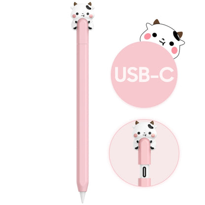 For Apple Pencil (USB-C) AhaStyle PT129-3 Stylus Cover Silicone Cartoon Protective Case, Style: Pink Cow - Pencil Accessories by AhaStyle | Online Shopping UK | buy2fix