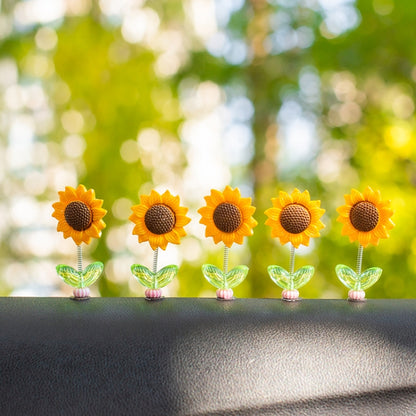 5pcs /Set Cute Sunflower Car Ornament Car Center Console Shaking Flowers Decoration, Style: A Model - Ornaments by buy2fix | Online Shopping UK | buy2fix