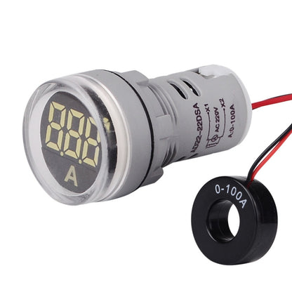 SINOTIMER ST16A Round 22mm LED Digital Signal Light 220V AC Ammeter 0-100A AC Current Indicator Light(02 White) - Current & Voltage Tester by SINOTIMER | Online Shopping UK | buy2fix