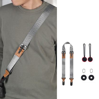 Quick Release Mirrorless Camera Crossbody Strap SLR Camera Decompression Halter Strap(Gray+Brown) - Camera Strap by buy2fix | Online Shopping UK | buy2fix