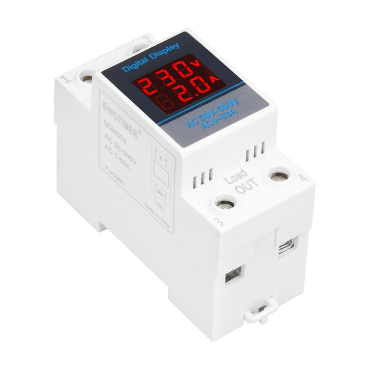 SINOTIMER SDM002 Household DIN Rail Single-Phase AC Dual Display Voltage And Current Meter(63A Build-In Intestinal Sensor) - Current & Voltage Tester by SINOTIMER | Online Shopping UK | buy2fix