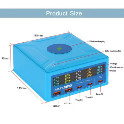 RELIFE RL-304R 5-Port 260W GaN Smart USB Fast Charger With 15W Wireless Chargind LCD Display(US Plug) - Multifunction Charger by RELIFE | Online Shopping UK | buy2fix